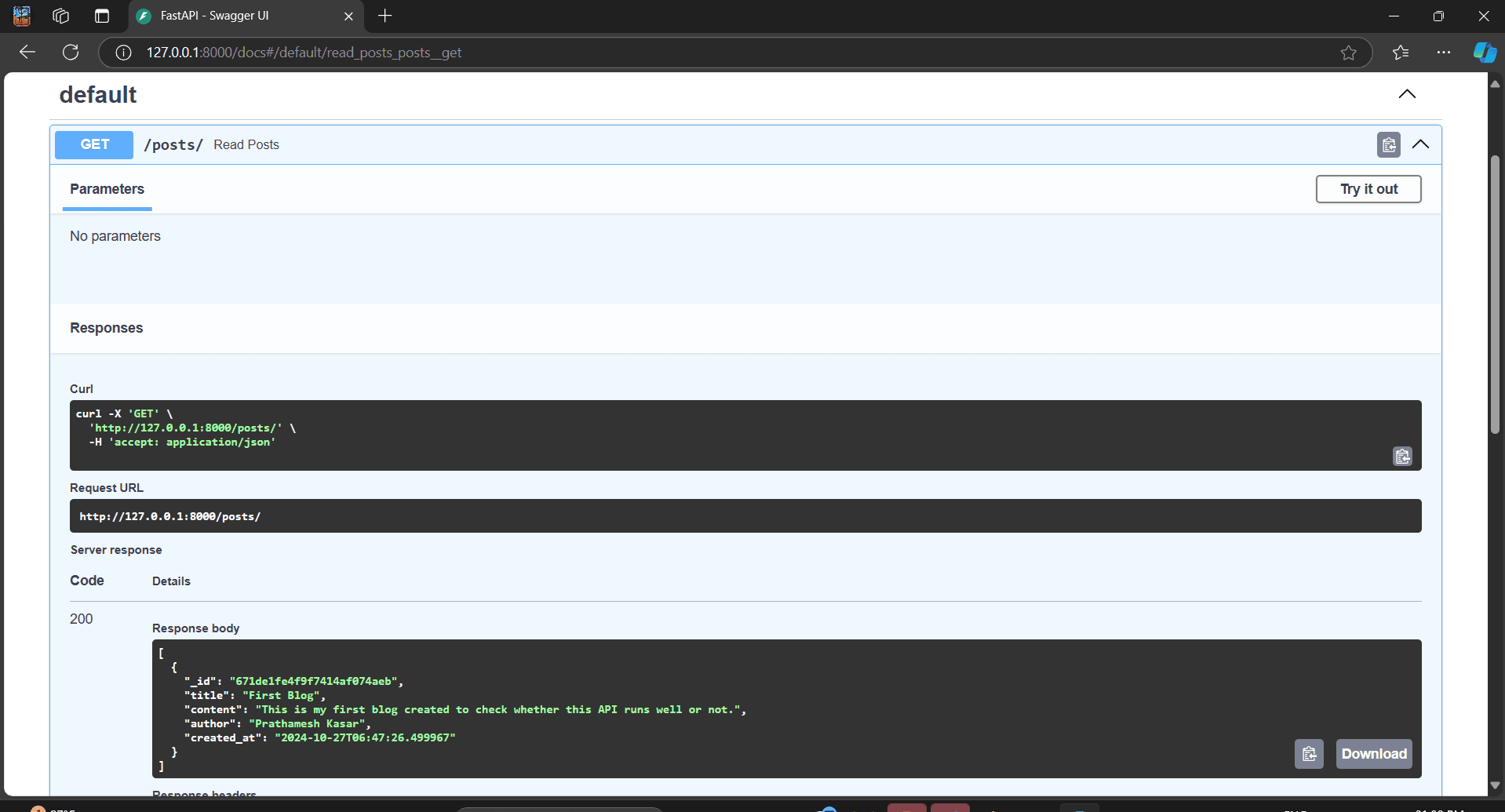 School Blog API screenshot 2 of 5